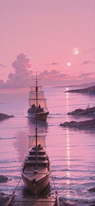 Hormuz Pink Afternoon Sea Spring Animal mobile wallpaper / スマホ壁紙