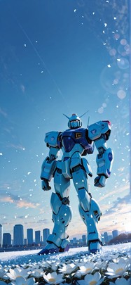 Ivory Blue Afternoon City Autumn Machine mobile wallpaper / スマホ壁紙