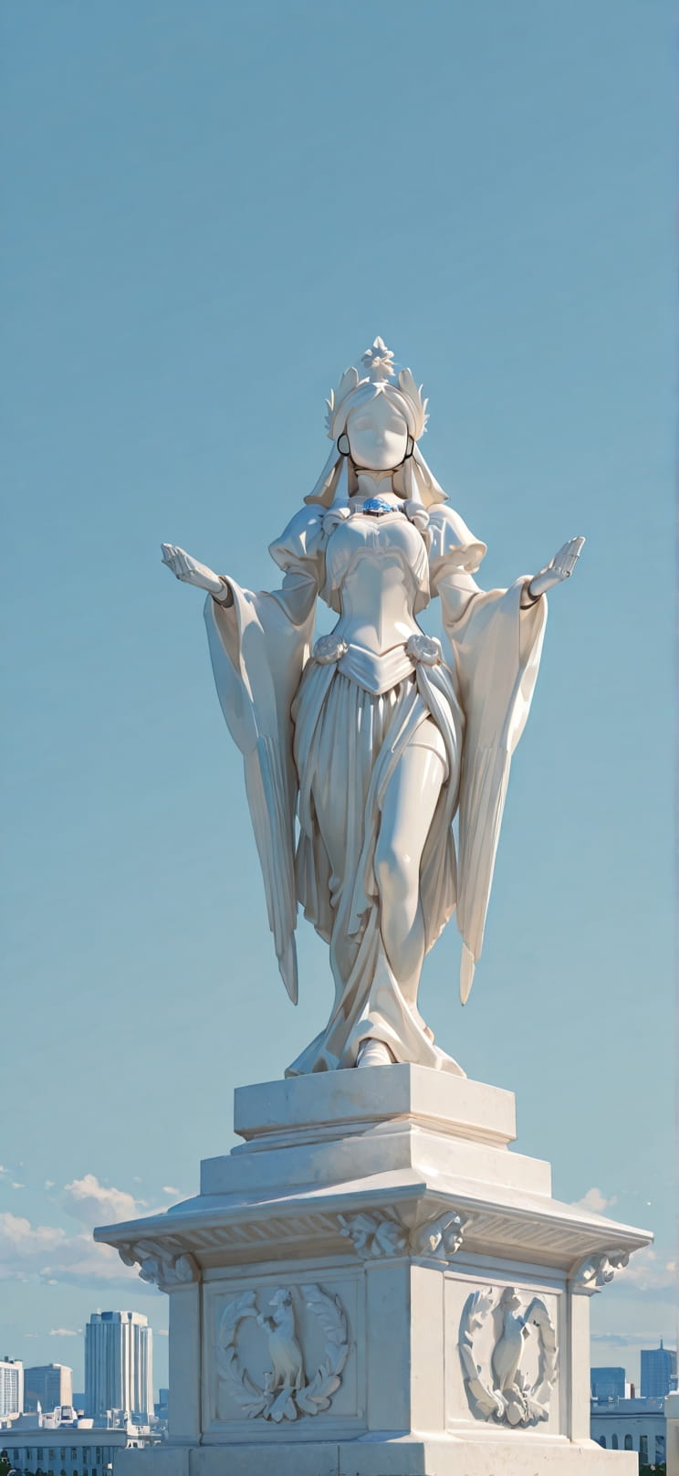 Ivory Blue Afternoon City Spring Machine mobile wallpaper / スマホ壁紙