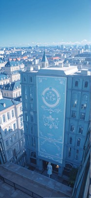 Ivory Blue Afternoon City Spring mobile wallpaper / スマホ壁紙