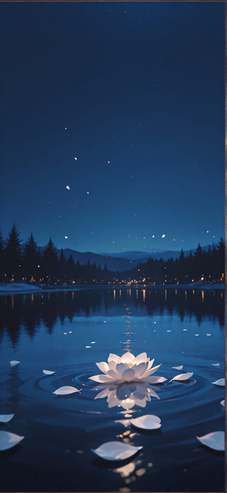 Ivory Blue Night Sea Winter mobile wallpaper / スマホ壁紙