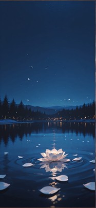 Ivory Blue Night Sea Winter mobile wallpaper / スマホ壁紙