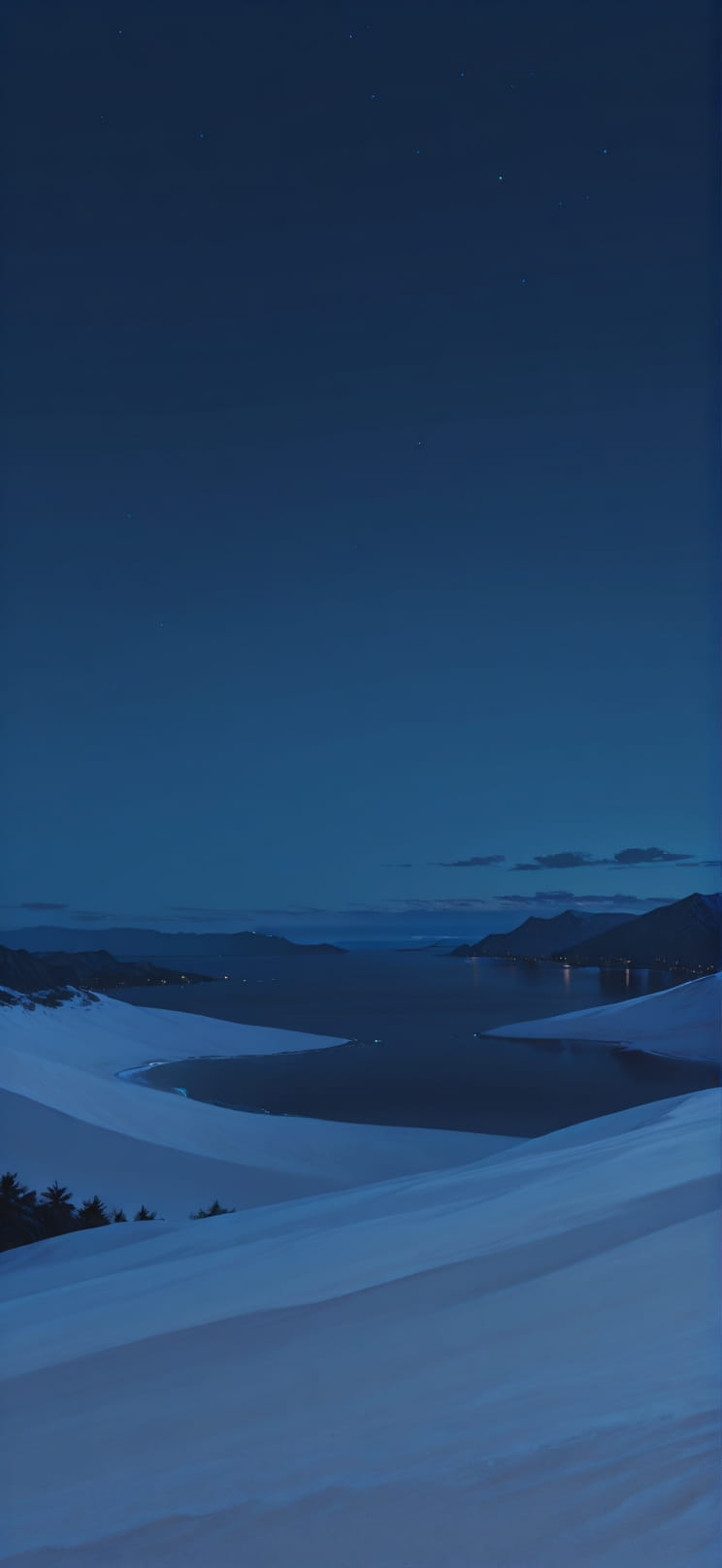 Ivory Blue Night Sea Winter mobile wallpaper / スマホ壁紙