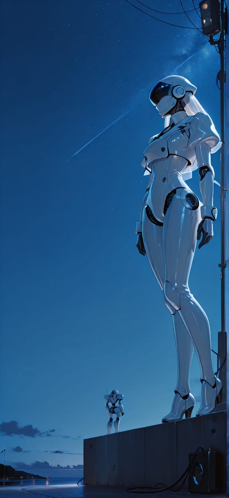 Ivory Blue Night Sky Summer Machine mobile wallpaper / スマホ壁紙