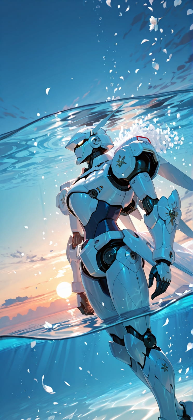 Ivory Blue Sunset Sea Summer Machine mobile wallpaper / スマホ壁紙