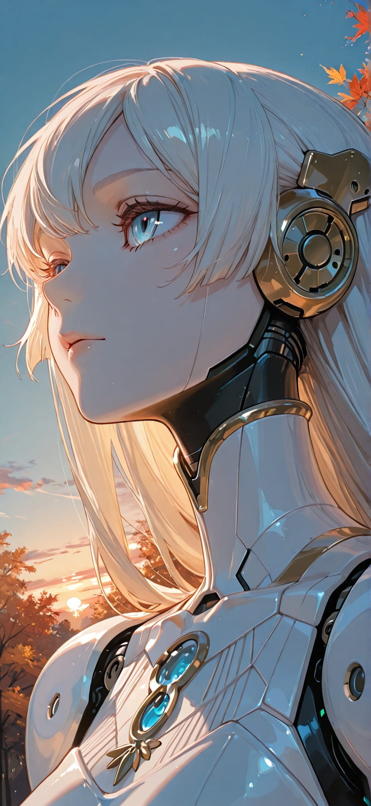 Ivory Blue Sunset Sky Autumn Machine mobile wallpaper / スマホ壁紙