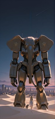 Ivory Brown Night City Summer Animal Machine mobile wallpaper / スマホ壁紙