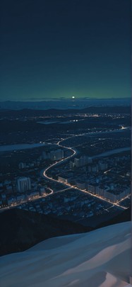 Ivory Green Night City Summer mobile wallpaper / スマホ壁紙