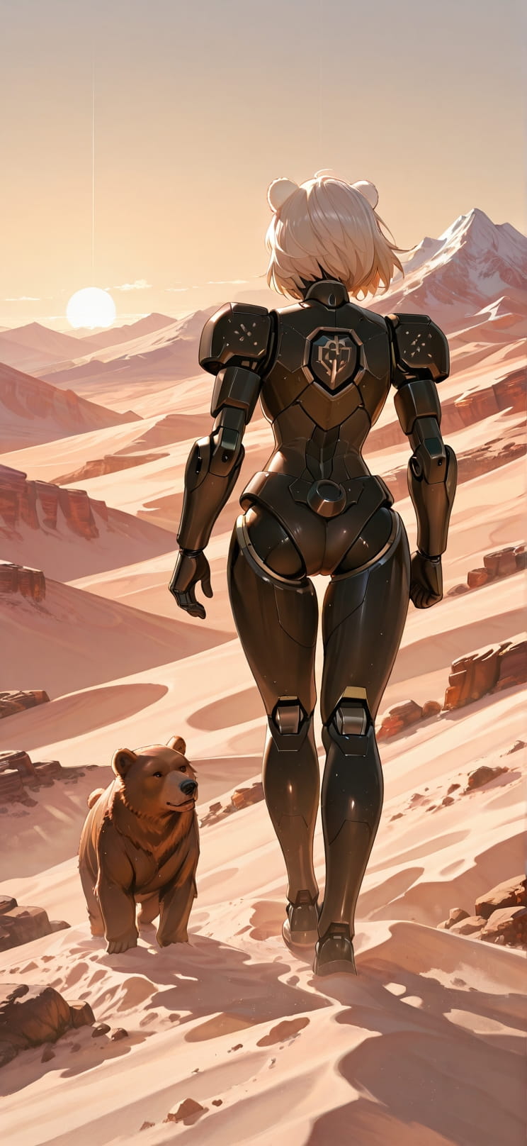 Ivory Orange Afternoon Mountain Spring Animal Machine mobile wallpaper / スマホ壁紙