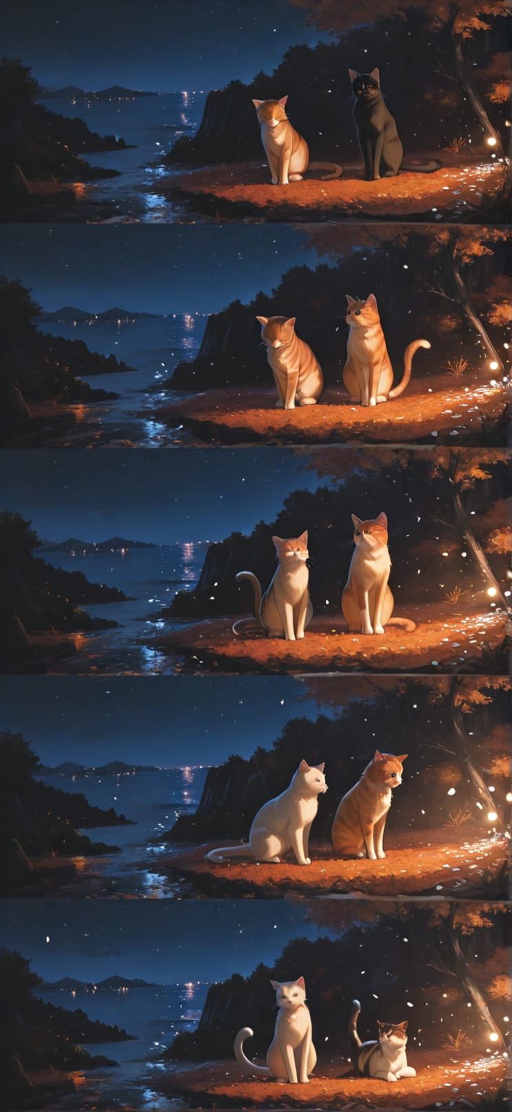 Ivory Orange Night Sea Autumn Animal mobile wallpaper / スマホ壁紙