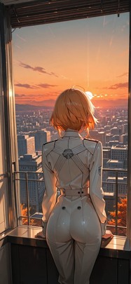Ivory Orange Sunset City Autumn mobile wallpaper / スマホ壁紙