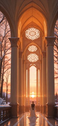 Ivory Orange Sunset Nature Winter mobile wallpaper / スマホ壁紙