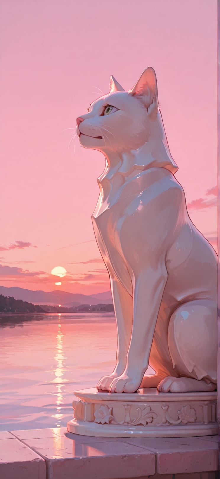 Ivory Pink Sunset Sea Summer Animal mobile wallpaper / スマホ壁紙