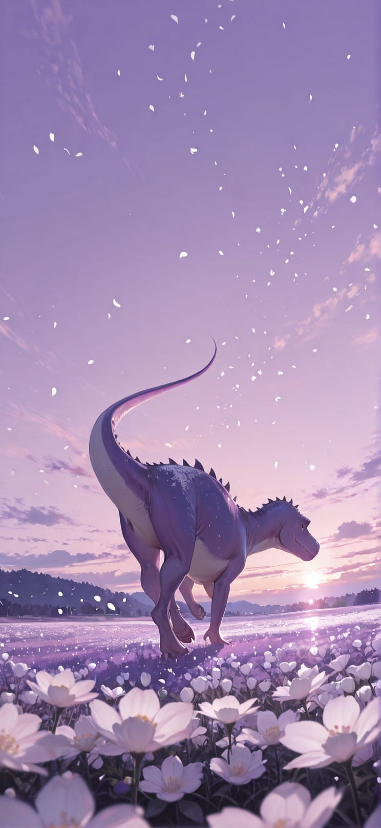 Ivory Purple Afternoon Sky Spring Animal mobile wallpaper / スマホ壁紙