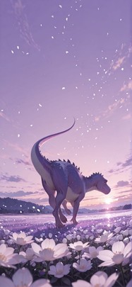 Ivory Purple Afternoon Sky Spring Animal mobile wallpaper / スマホ壁紙