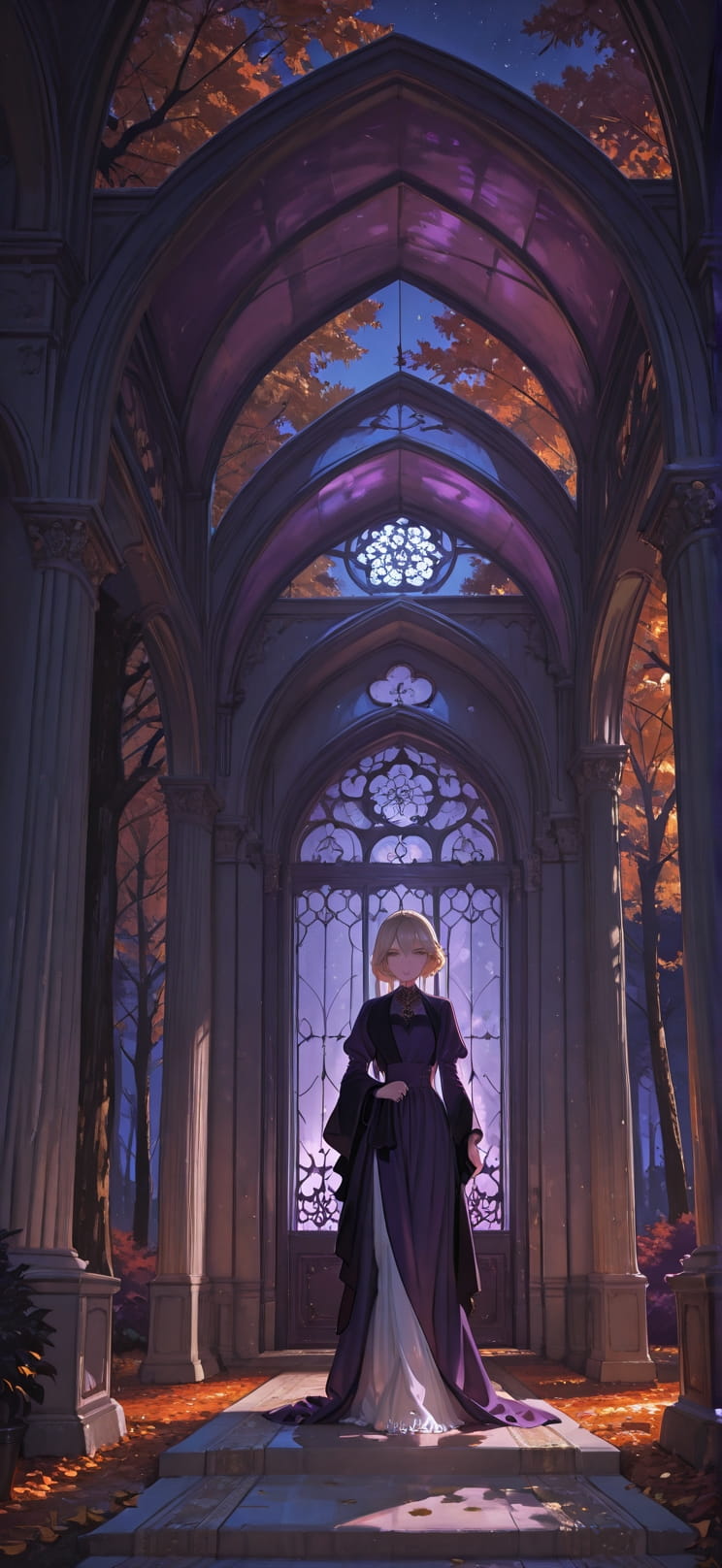 Ivory Purple Night Nature Autumn mobile wallpaper / スマホ壁紙