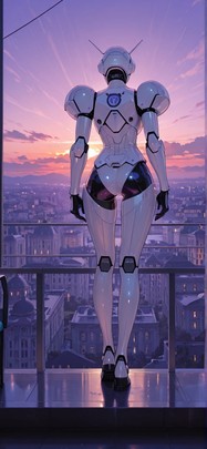 Ivory Purple Sunset City Summer Machine mobile wallpaper / スマホ壁紙