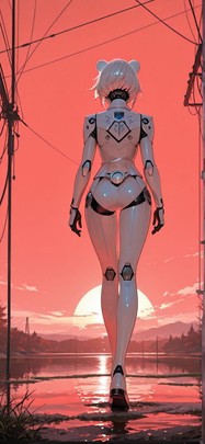 Ivory Red Afternoon Sea Spring Animal Machine mobile wallpaper / スマホ壁紙