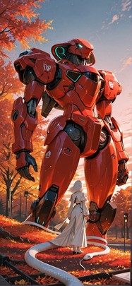 Ivory Red Afternoon Sky Autumn Animal Machine mobile wallpaper / スマホ壁紙