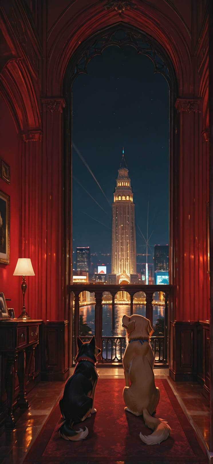 Ivory Red Night City Summer Animal Machine mobile wallpaper / スマホ壁紙