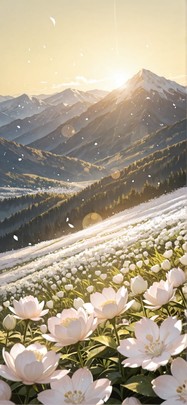 Ivory Yellow Afternoon Mountain Spring mobile wallpaper / スマホ壁紙