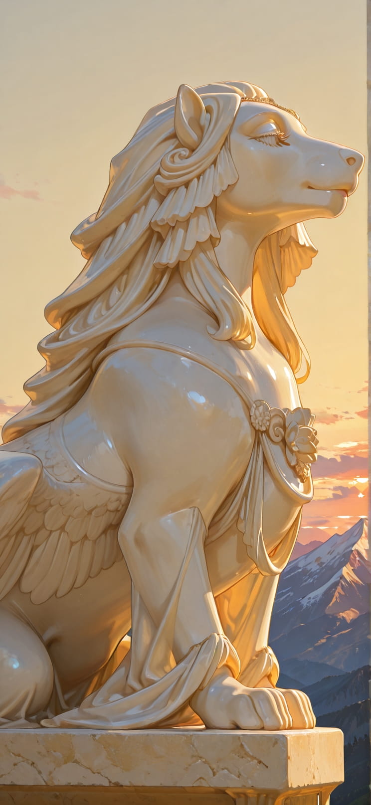 Ivory Yellow Sunset Mountain Spring mobile wallpaper / スマホ壁紙