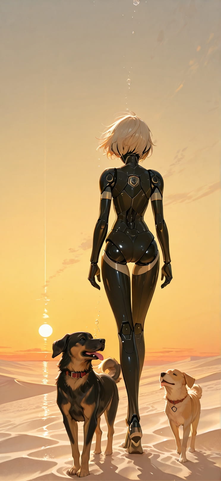 Ivory Yellow Sunset Sea Summer Animal Machine mobile wallpaper / スマホ壁紙