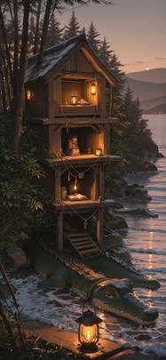 Jungle Brown Afternoon Sea Winter Animal mobile wallpaper / スマホ壁紙