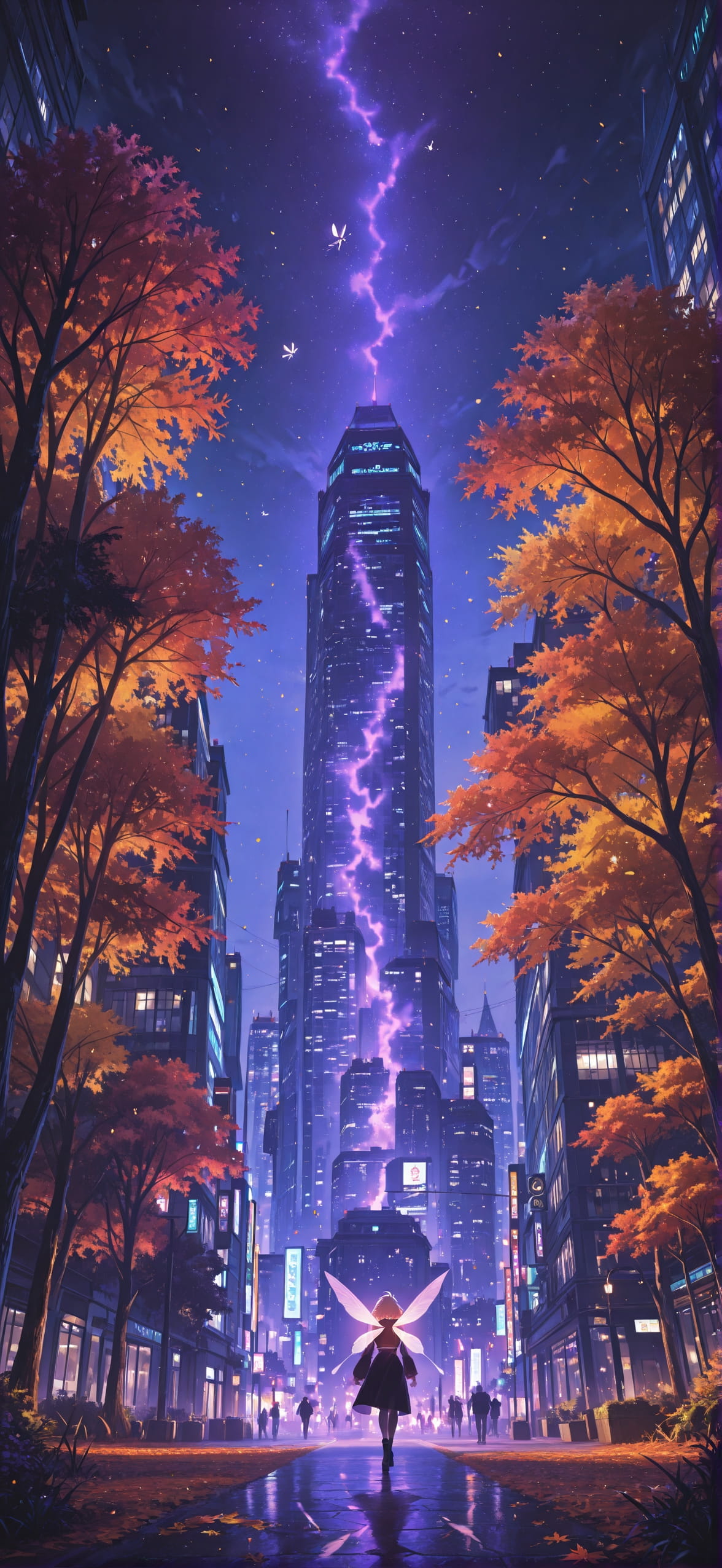 Jungle Purple Night City Autumn Animal Machine mobile wallpaper / スマホ壁紙