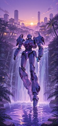 Jungle Purple Sunset City Summer Machine mobile wallpaper / スマホ壁紙