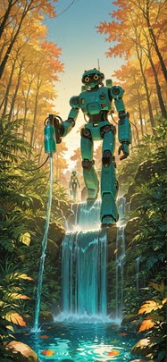 Jungle Yellow Afternoon Sky Autumn Machine mobile wallpaper / スマホ壁紙