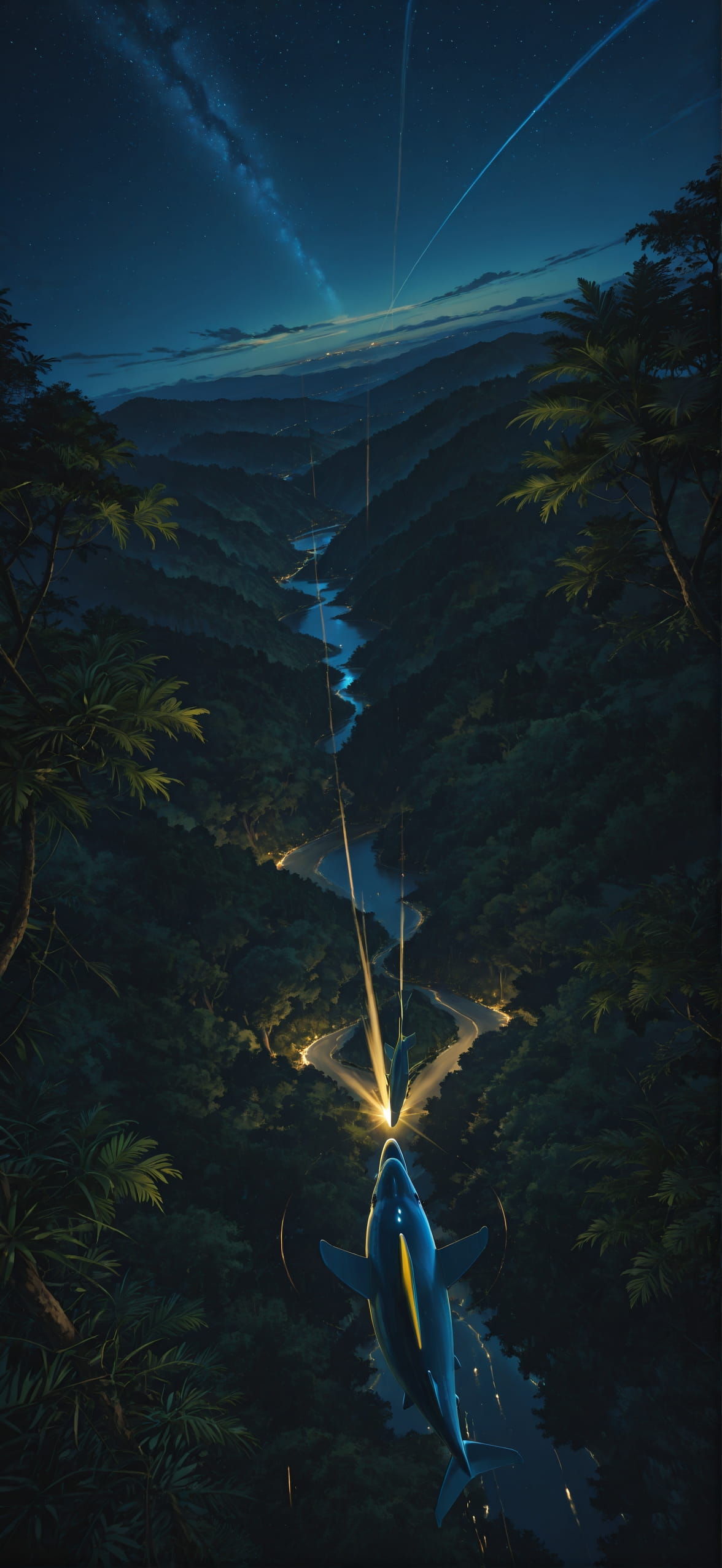 Jungle Yellow Night Sky Summer Animal mobile wallpaper / スマホ壁紙