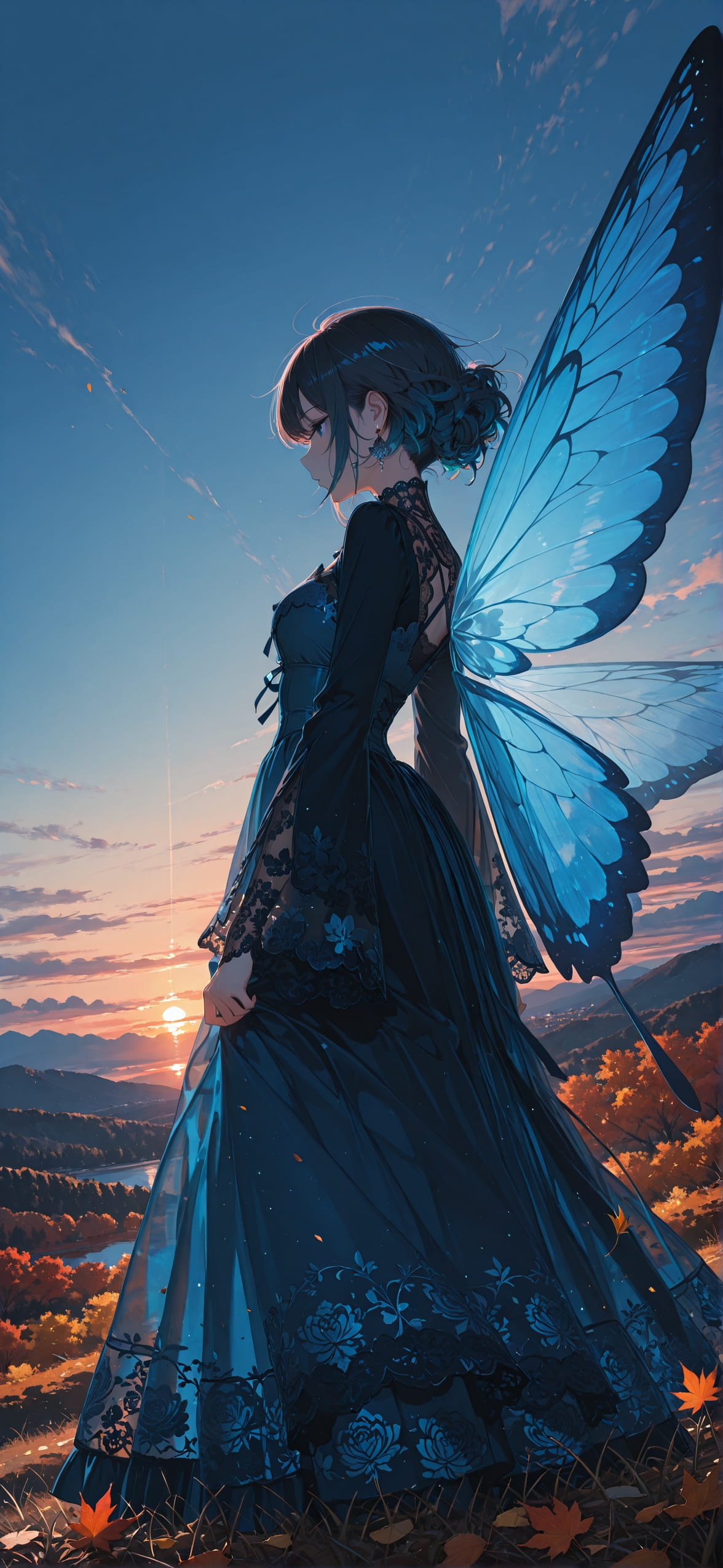 Lacedup Blue Sunset Sky Autumn Machine mobile wallpaper / スマホ壁紙