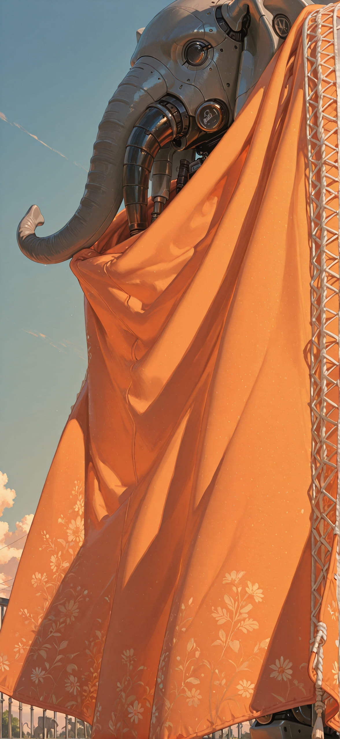Lacedup Orange Afternoon Sky Summer Animal Machine mobile wallpaper / スマホ壁紙