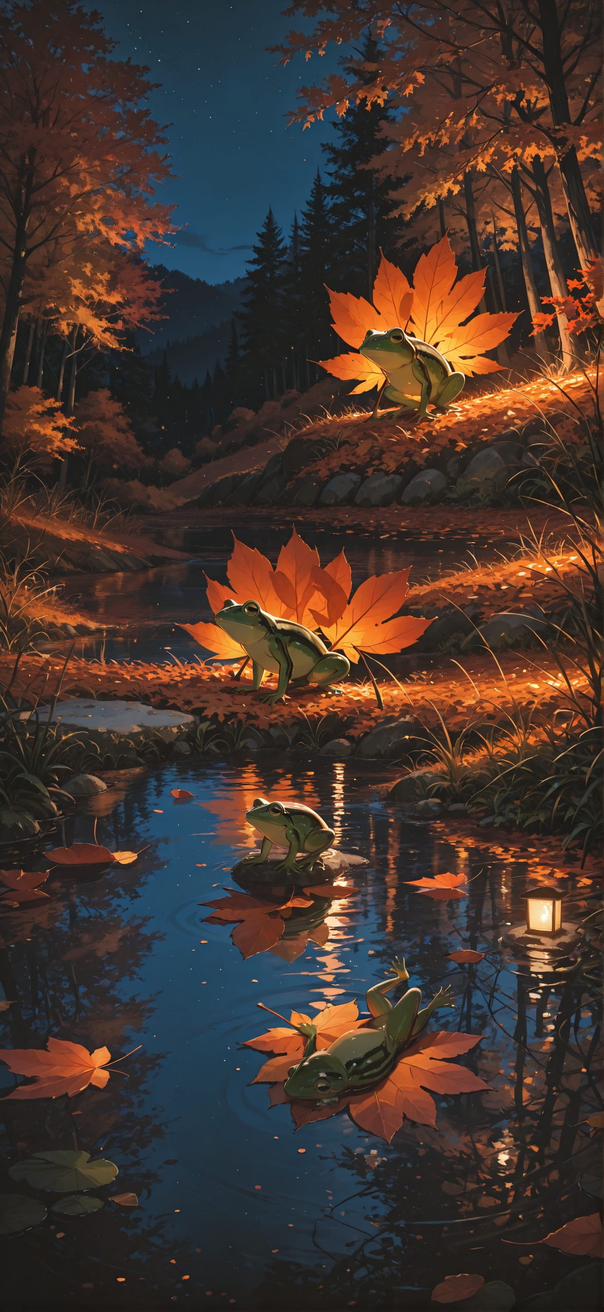 Lacedup Orange Night Nature Autumn Animal mobile wallpaper / スマホ壁紙