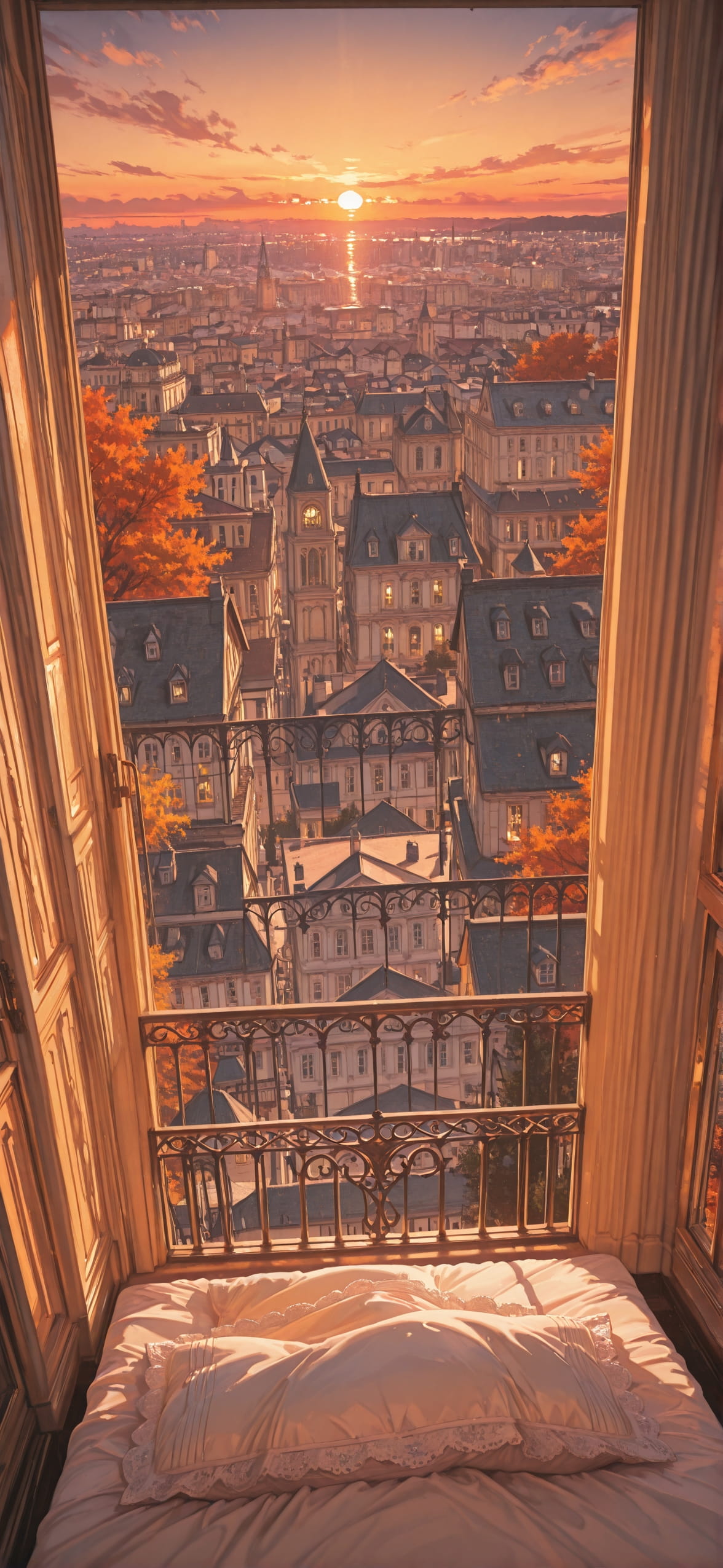 Lacedup Orange Sunset City Autumn mobile wallpaper / スマホ壁紙