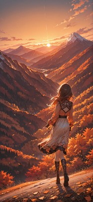 Lacedup Orange Sunset Mountain Autumn mobile wallpaper / スマホ壁紙