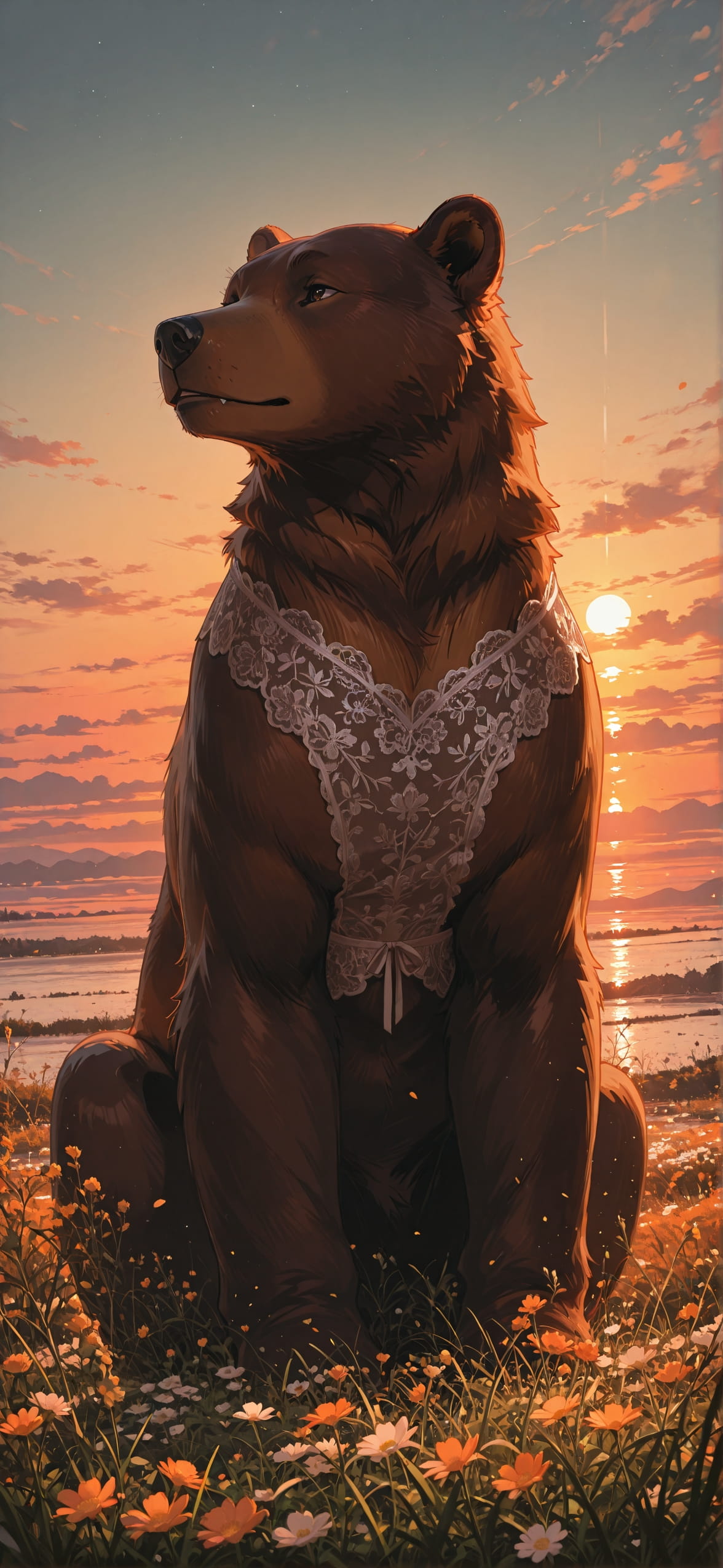 Lacedup Orange Sunset Sky Spring Animal mobile wallpaper / スマホ壁紙