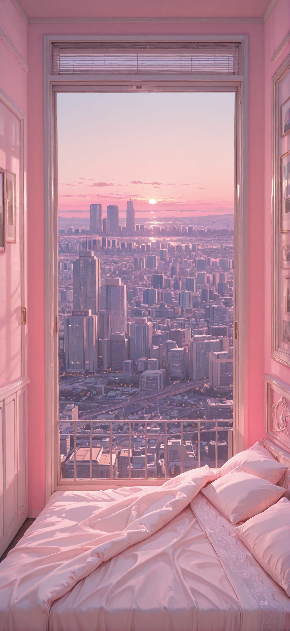 Lacedup Pink Afternoon City Summer mobile wallpaper / スマホ壁紙