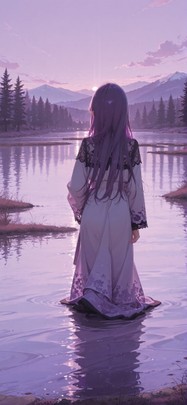 Lacedup Purple Afternoon Sea Winter mobile wallpaper / スマホ壁紙