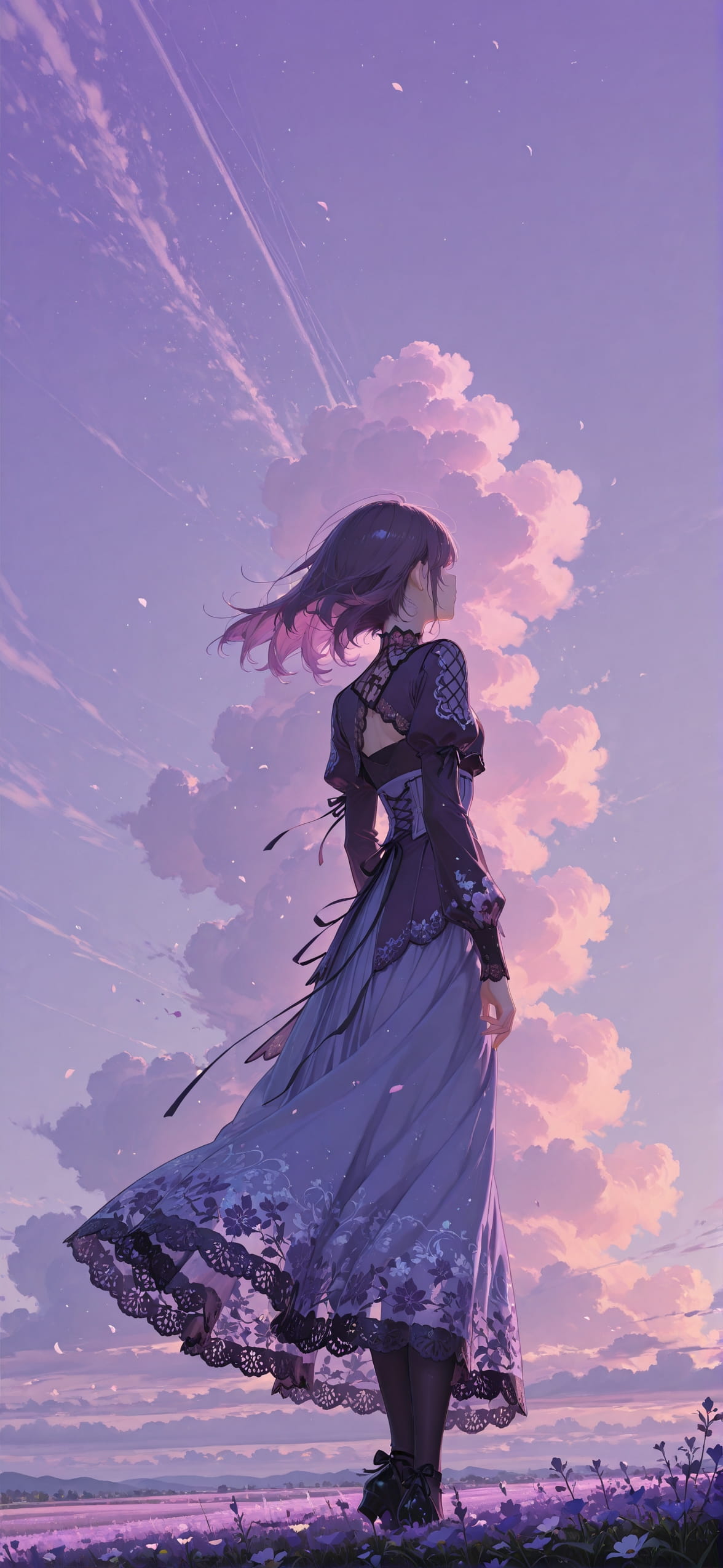 Lacedup Purple Afternoon Sky Spring Machine mobile wallpaper / スマホ壁紙