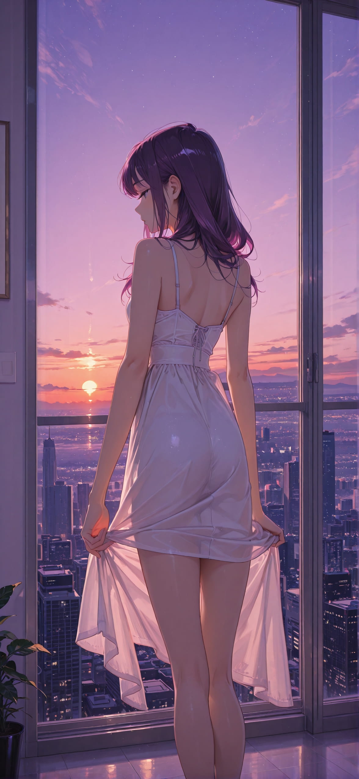 Lacedup Purple Sunset City Summer mobile wallpaper / スマホ壁紙