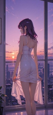 Lacedup Purple Sunset City Summer mobile wallpaper / スマホ壁紙