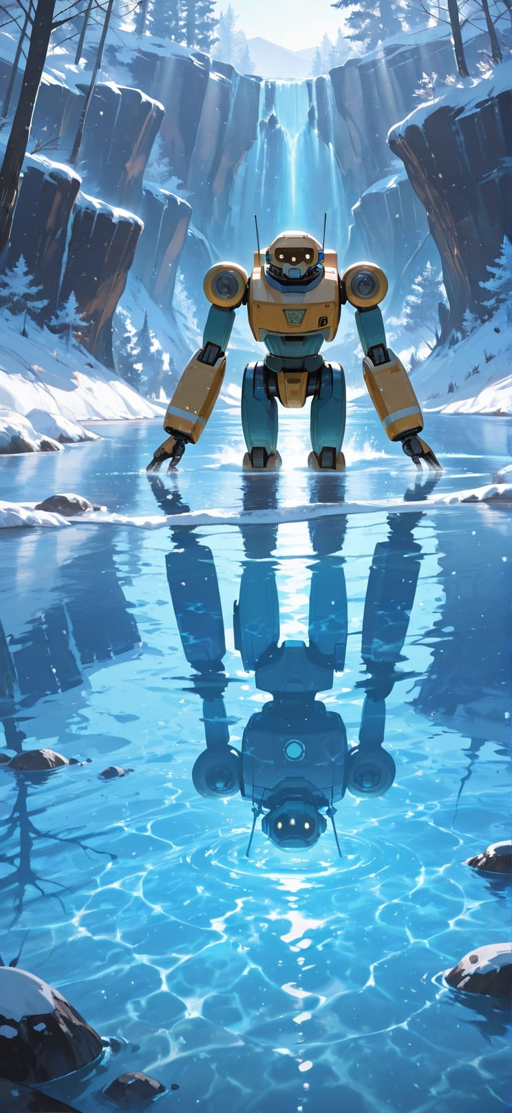 Lagoon Blue Afternoon Sea Winter Machine mobile wallpaper / スマホ壁紙