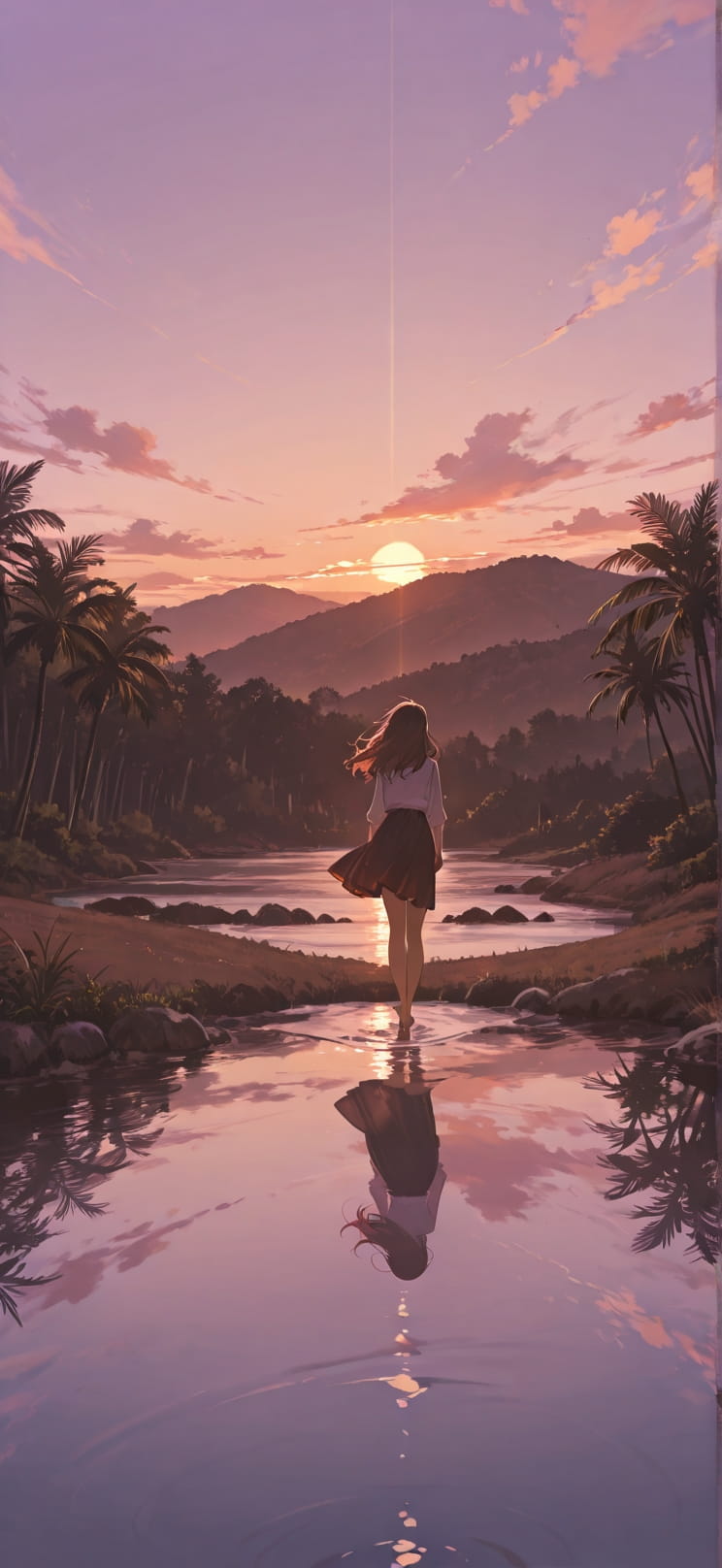 Lagoon Brown Afternoon Nature Spring mobile wallpaper / スマホ壁紙