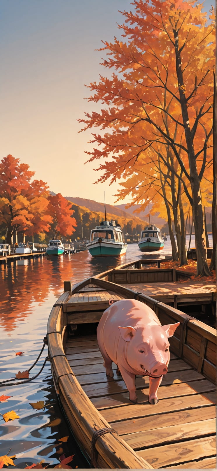 Lagoon Brown Afternoon Sky Autumn Animal Machine mobile wallpaper / スマホ壁紙