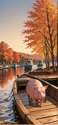 Lagoon Brown Afternoon Sky Autumn Animal Machine mobile wallpaper / スマホ壁紙