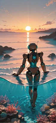 Lagoon Brown Sunset Sea Spring Machine mobile wallpaper / スマホ壁紙