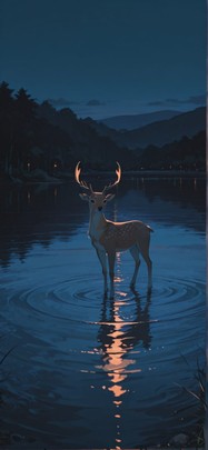 Lagoon Orange Night Sea Summer Animal mobile wallpaper / スマホ壁紙