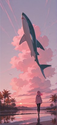 Lagoon Pink Afternoon Sky Autumn Animal Machine mobile wallpaper / スマホ壁紙